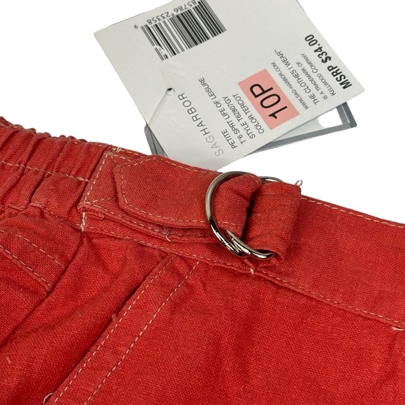 New Gorgeous Vibrant Coral Wide Leg Linen Blend Cropped Comfort Pants Size 10P - Picture 8 of 14